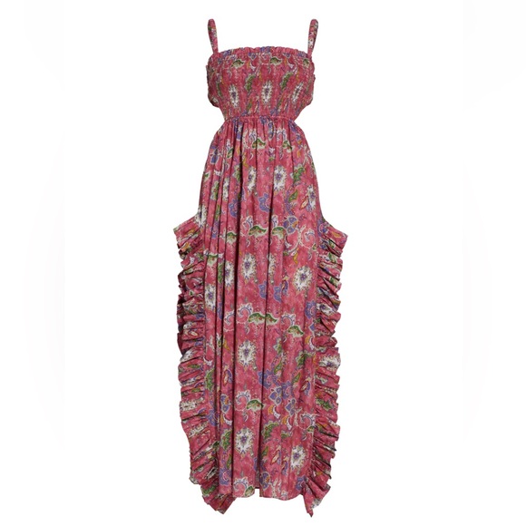 CAROLINE CONSTAS Margo Floral Ruffled Maxi Dress Pink Enchanted Paisley - Picture 7 of 13